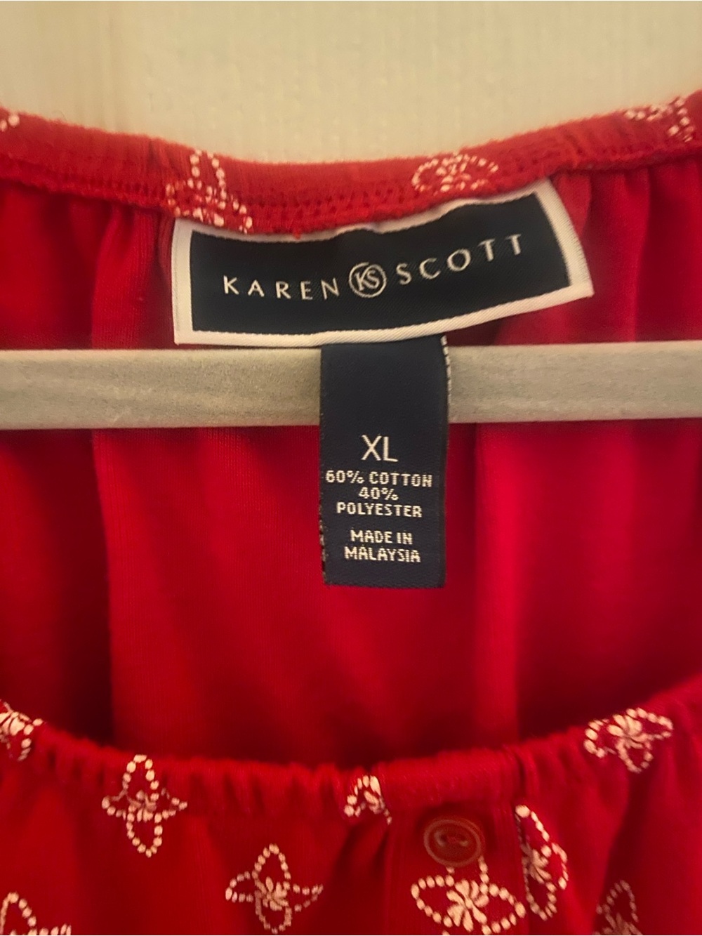 Karen Scott Red Short-Sleeve Printed Peasant Top - Picture 5 of 6